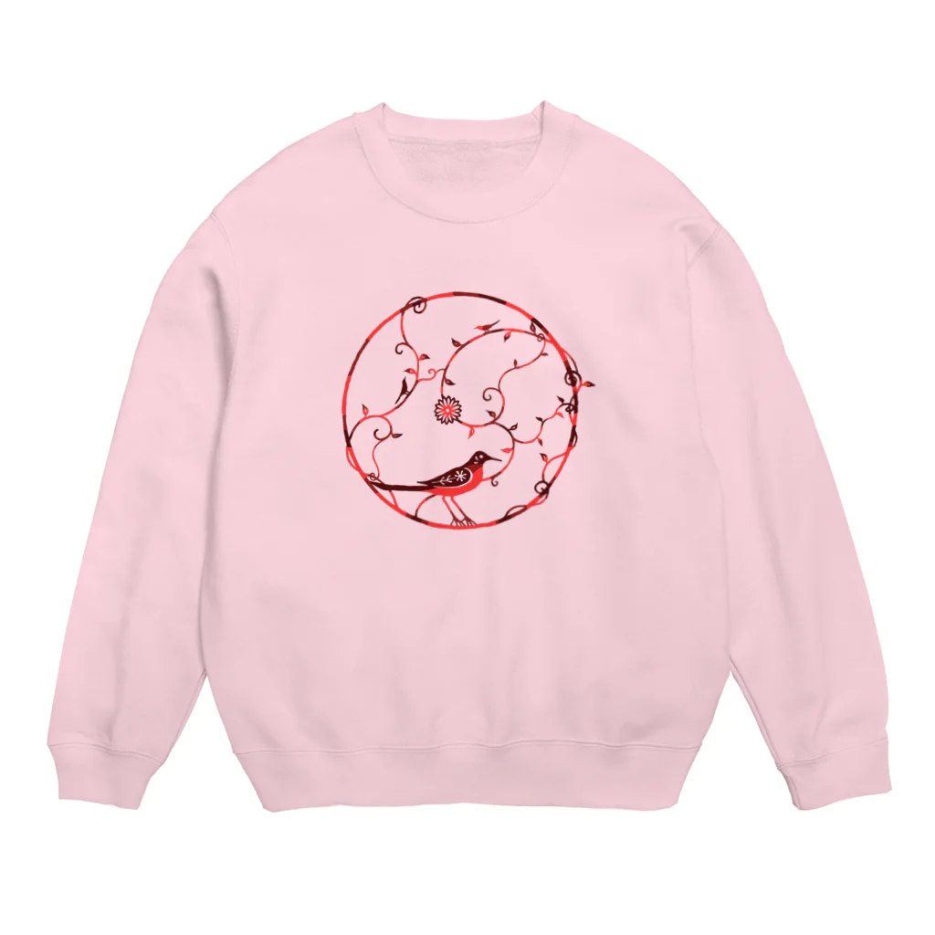 ツバメ堂の赤い鳥 Crew Neck Sweatshirt