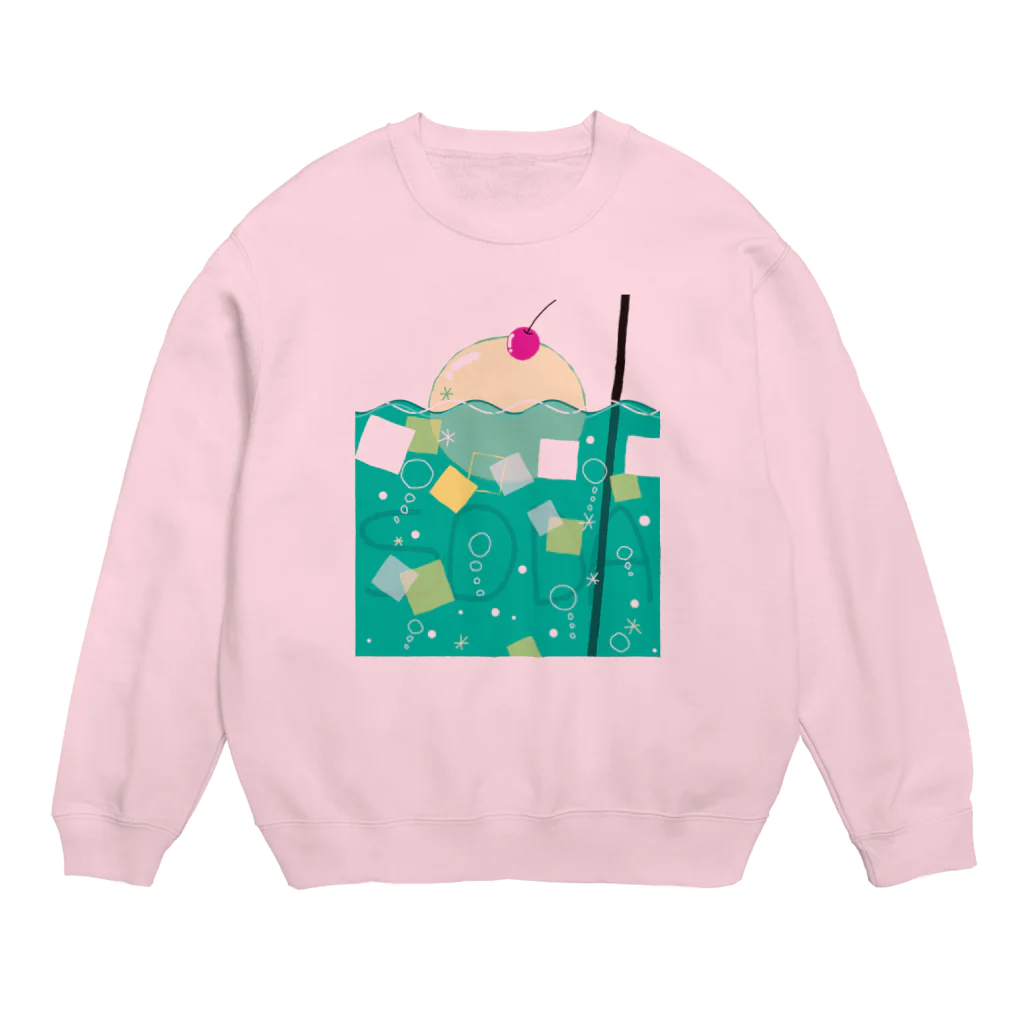 okucha-designのメロンクリームソーダ_Color Crew Neck Sweatshirt