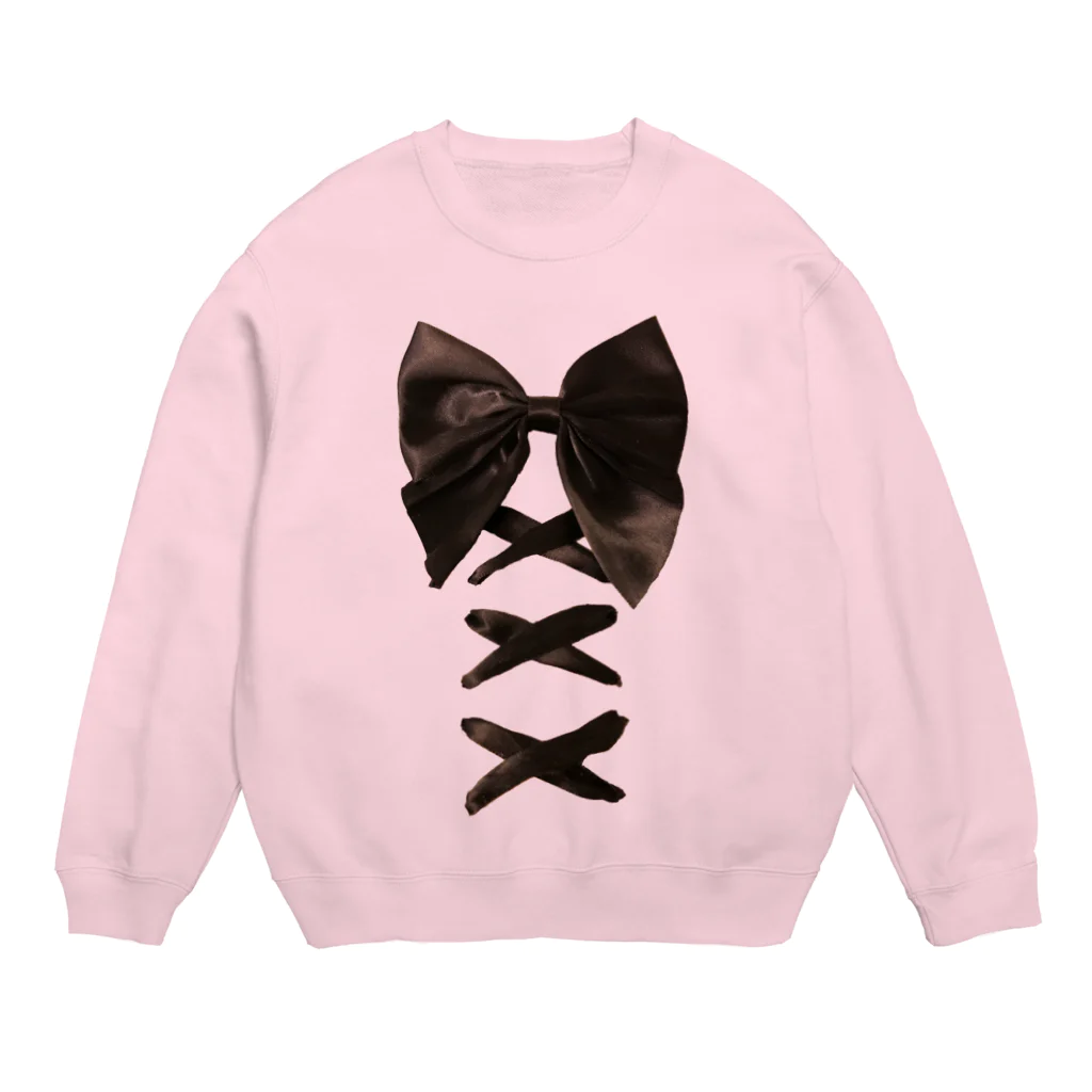 💜Salon de Lucia💜のBlack Butterfly Laced-up Ribbon Crew Neck Sweatshirt