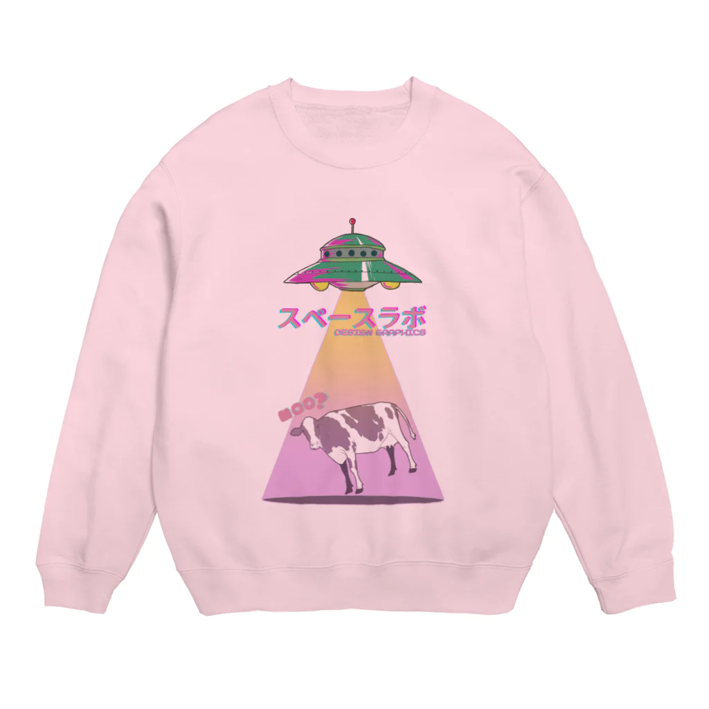 SpaceLabDesignのスペースピンク牛 Crew Neck Sweatshirt