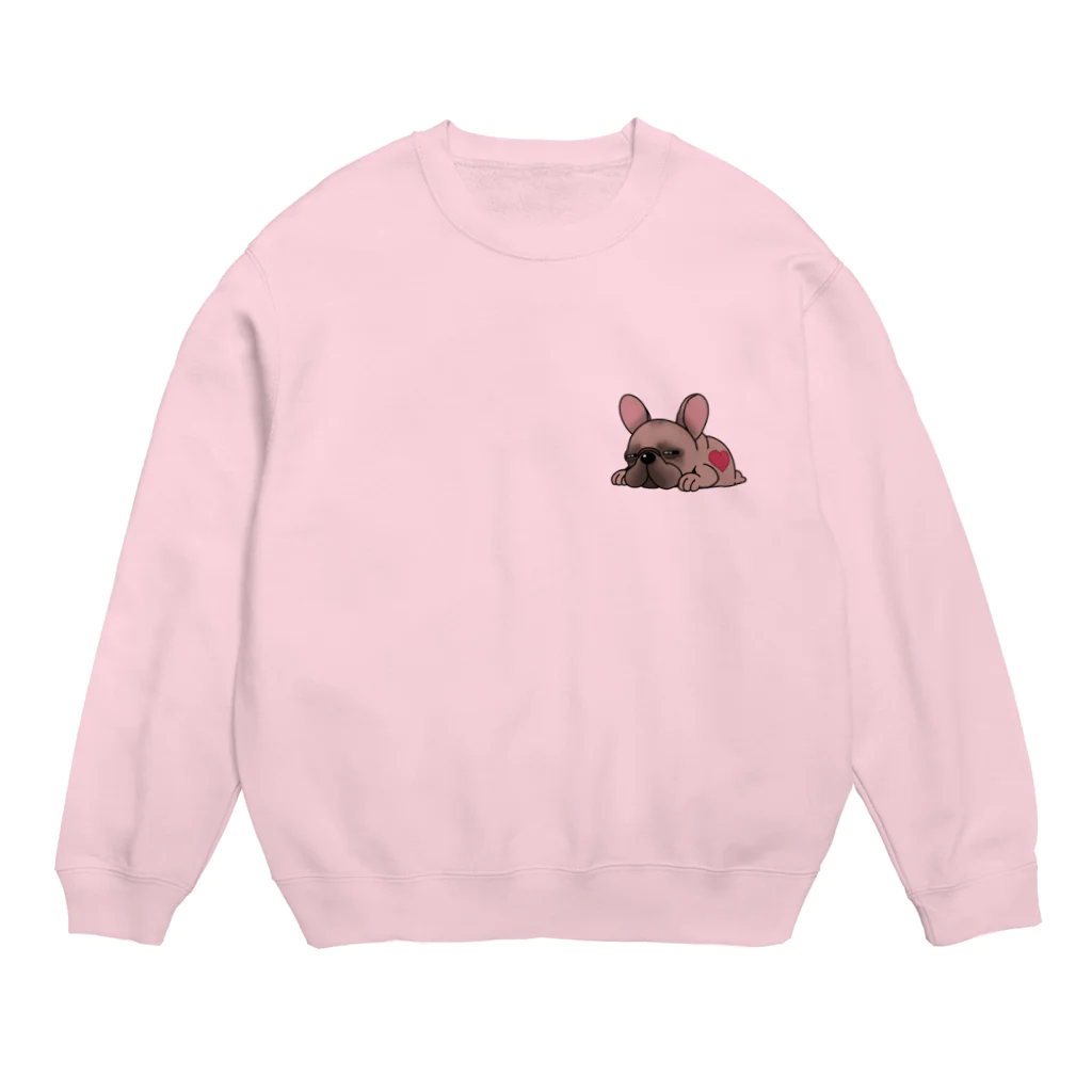 揺れるブヒ犬 Wiggly Pooch のふて寝のフレブル Crew Neck Sweatshirt