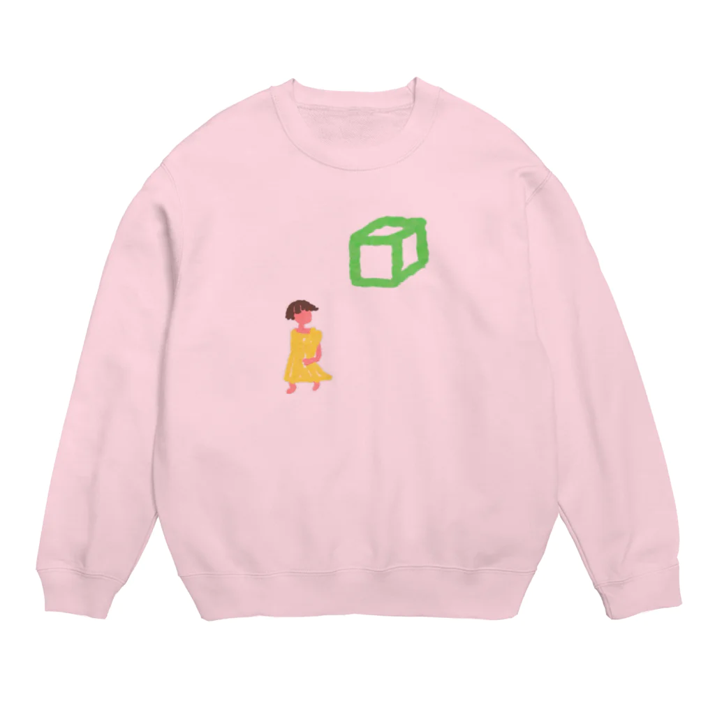 犬吠え商店の四角ガール Crew Neck Sweatshirt