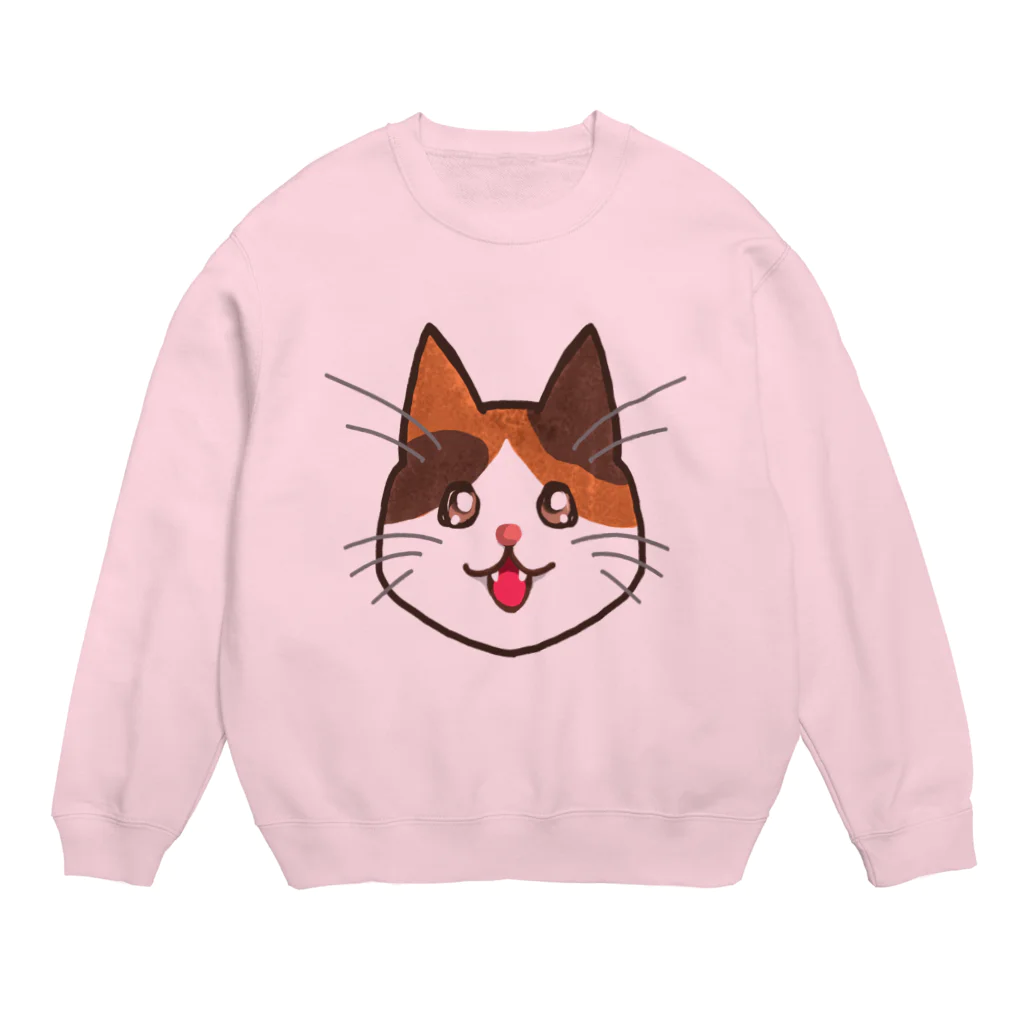 コナカマ通販SUZURI支店の三毛猫ちゃん Crew Neck Sweatshirt