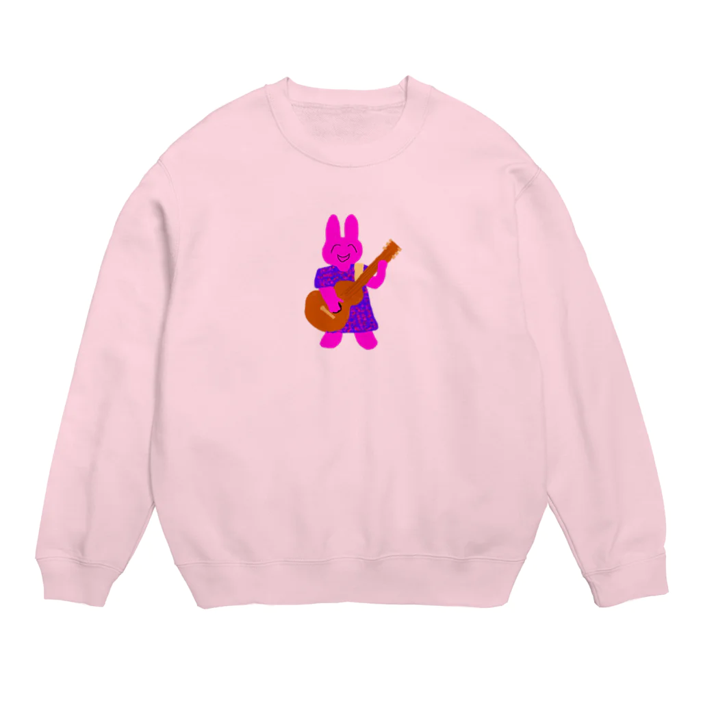 heartmのギターうさぎ Crew Neck Sweatshirt