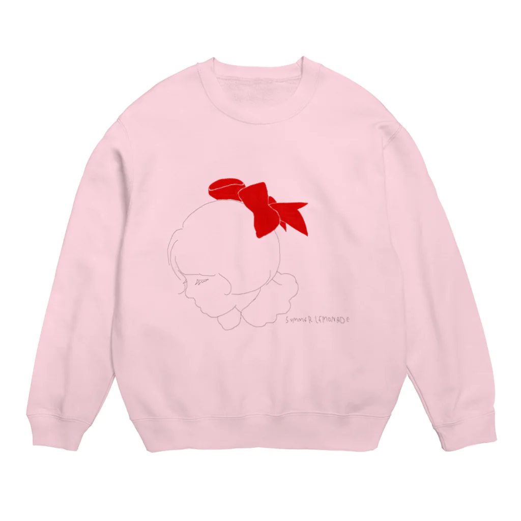 レモンスカッシュの泡の赤いリボンの子 Crew Neck Sweatshirt