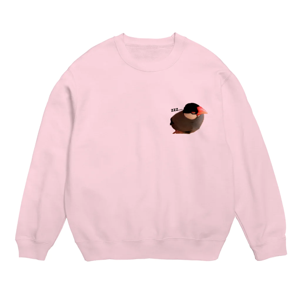 harupink🌸ペット似顔絵illustのおねむな文鳥さん Crew Neck Sweatshirt