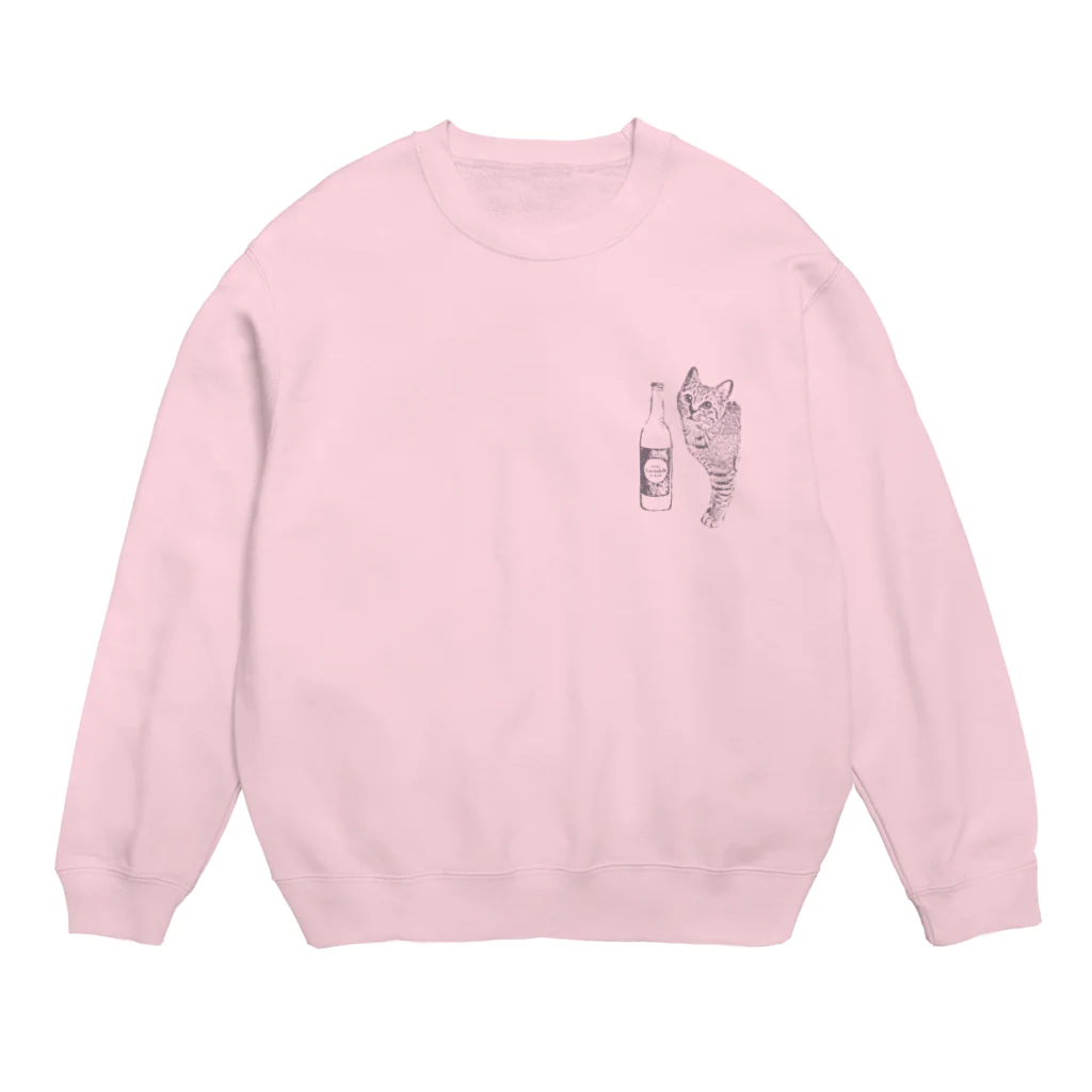 キジトラ招福堂のキジトラ猫とどぶろく（グレー） Crew Neck Sweatshirt