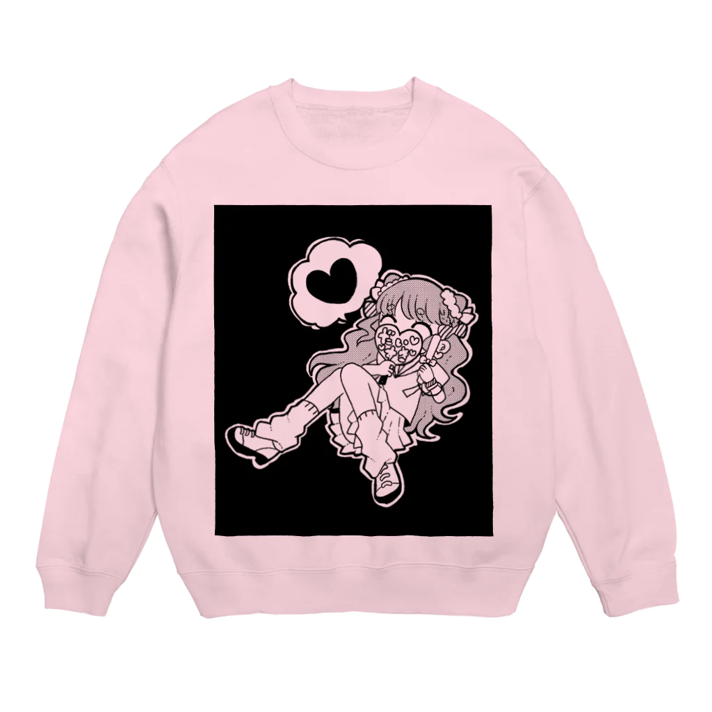 ぐつぐつ煮込みうどんの推し大好きな女の子/黒 Crew Neck Sweatshirt