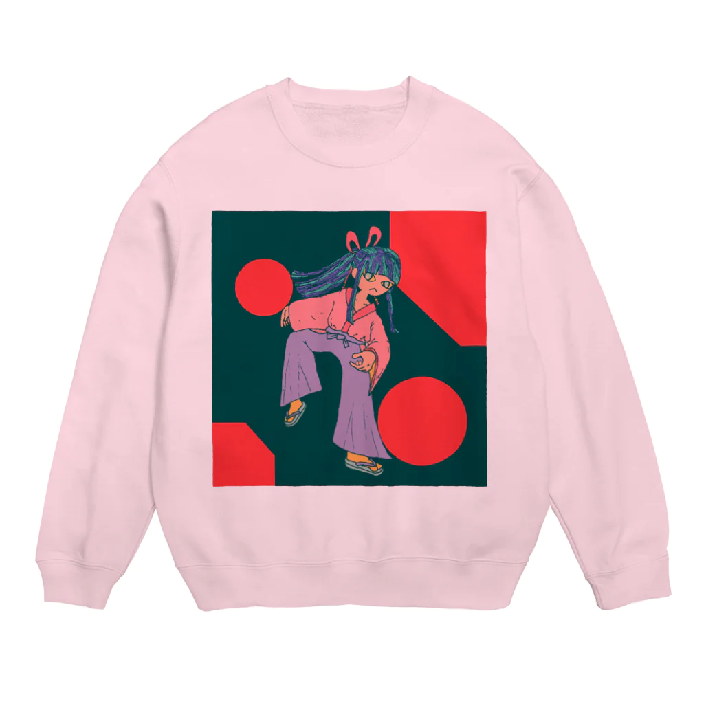 ヤサイニンニクアブラカラメマシマシにゅんぺいの戦闘巫女・ヤマト Crew Neck Sweatshirt