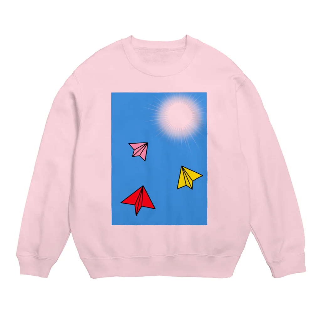 日々好日屋2号店の太陽へ翔べ、紙飛行機！ Crew Neck Sweatshirt