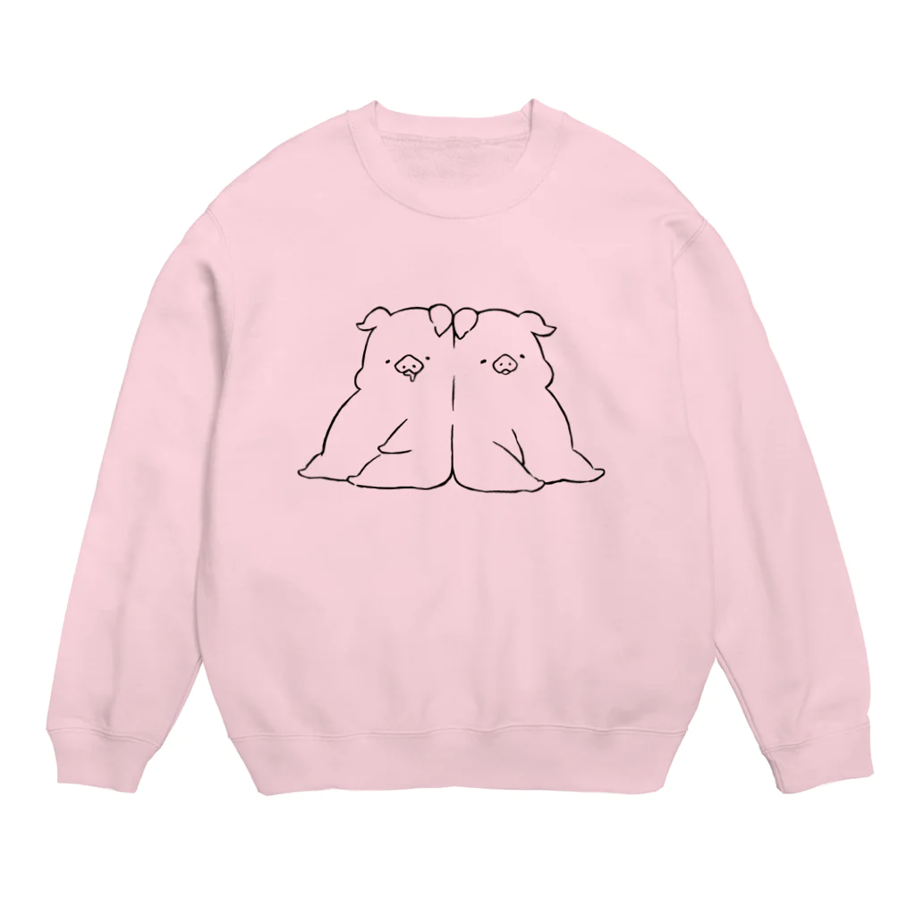 前髪ぱっつん◆SUZURI店の豚、うとうと Crew Neck Sweatshirt