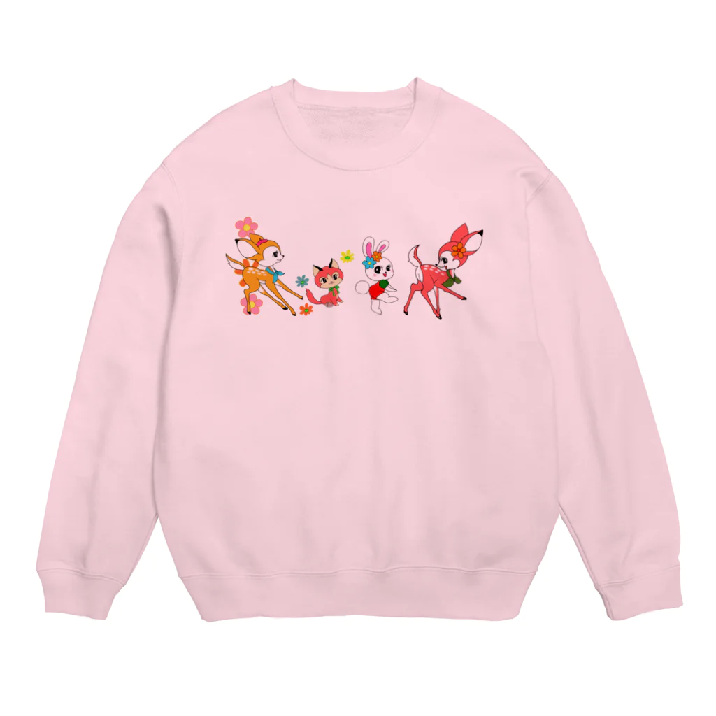 えなのレトロ堂の昭和レトロな動物たちのスウェット Crew Neck Sweatshirt