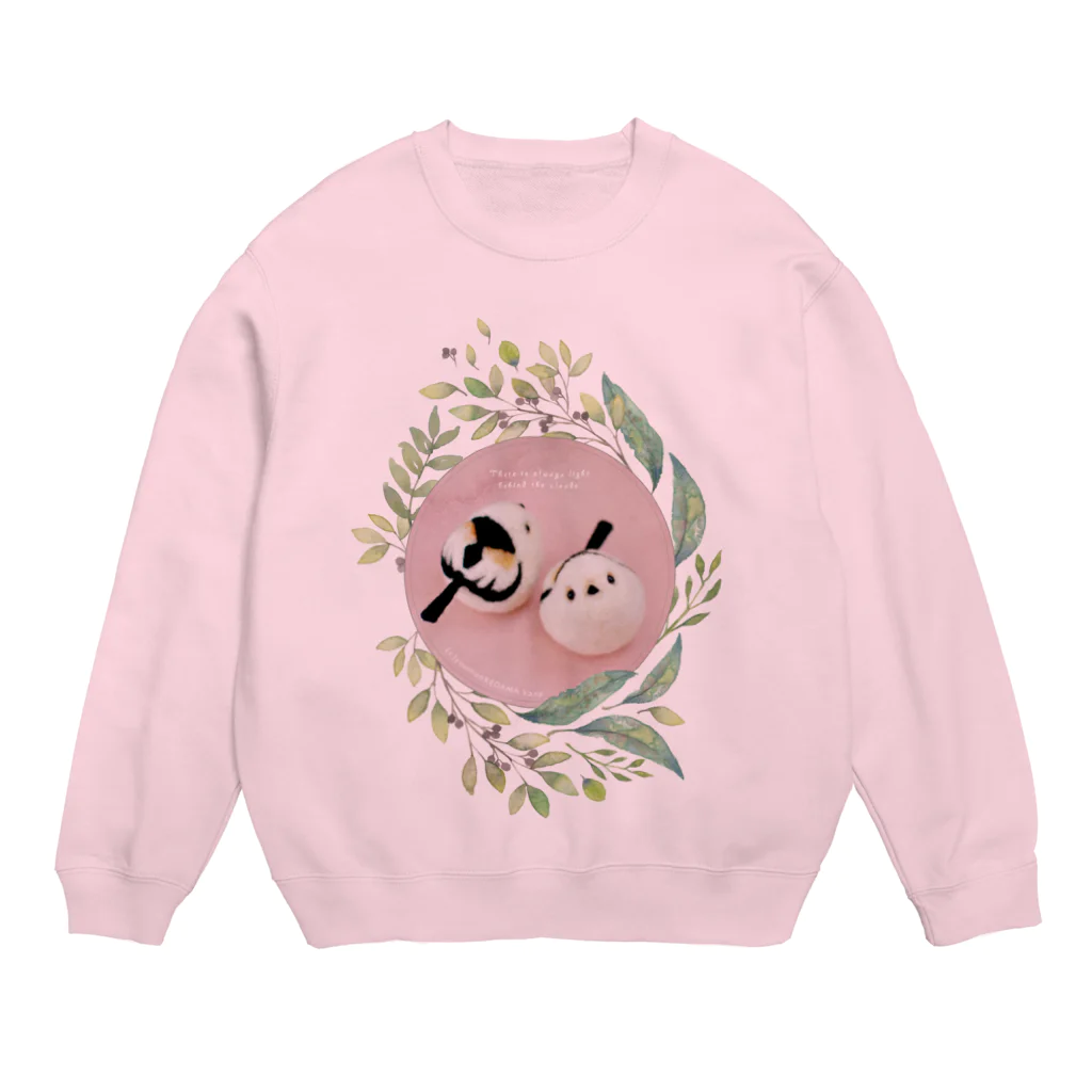 羊毛けだまkanaのおまんじゅうシマエナガちゃん Crew Neck Sweatshirt