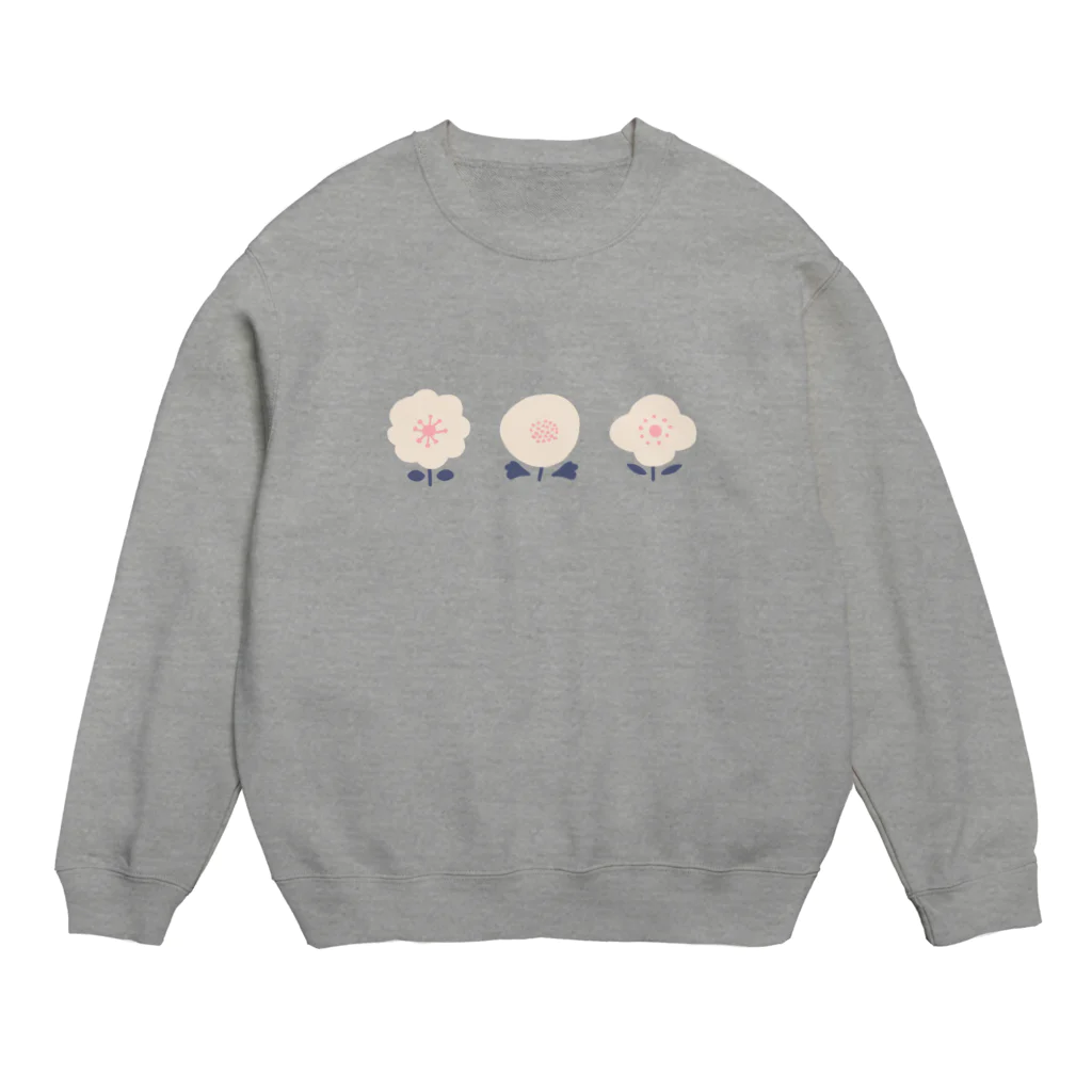 さちこの3つのお花( ピンク ) Crew Neck Sweatshirt