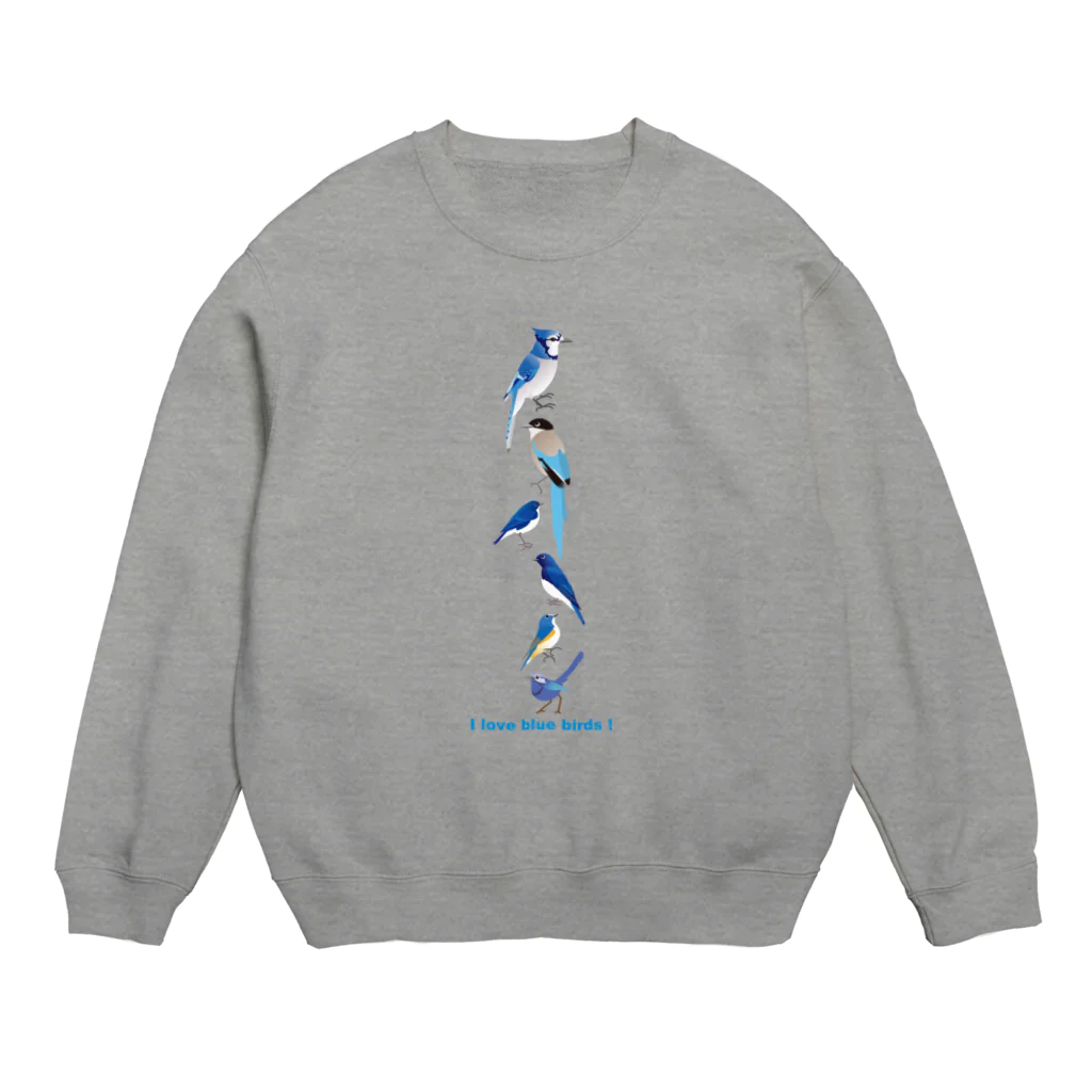 エダマメトイチ雑貨店のI love blue birds 2 Crew Neck Sweatshirt