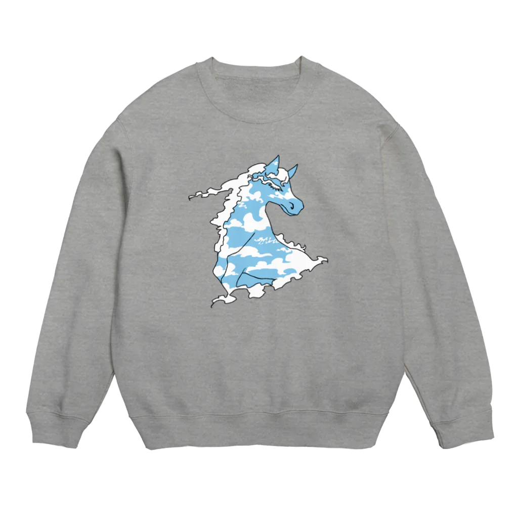 yuriekonoの空にうかぶ馬 Crew Neck Sweatshirt