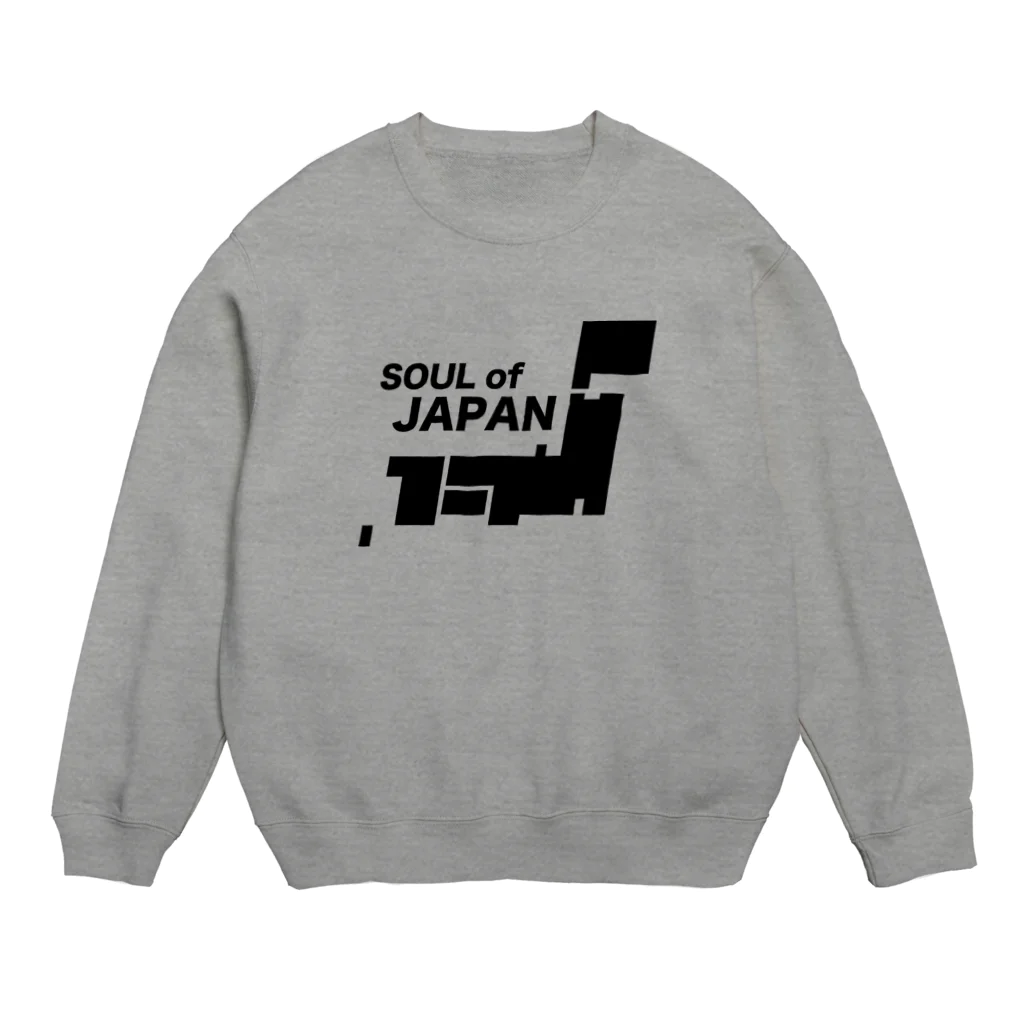 QUQU_WORKSのソウルオブジャパン 日本列島デザイン ブラック Crew Neck Sweatshirt