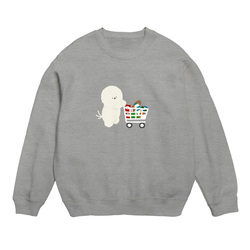 3本しっぽのビションフリーゼのSANBON MARKET(お買い物カート) Crew Neck Sweatshirt