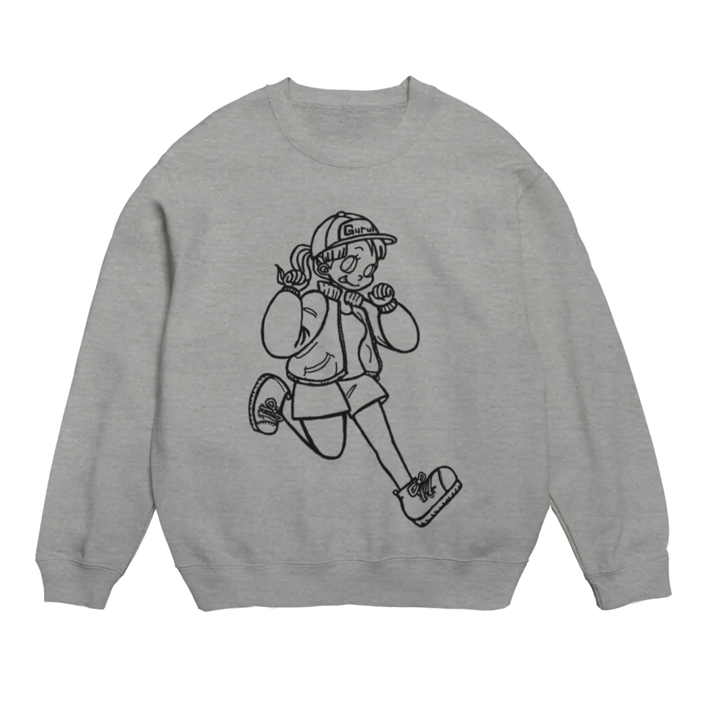 ぐるみ るみのGurumi girl_Black Crew Neck Sweatshirt