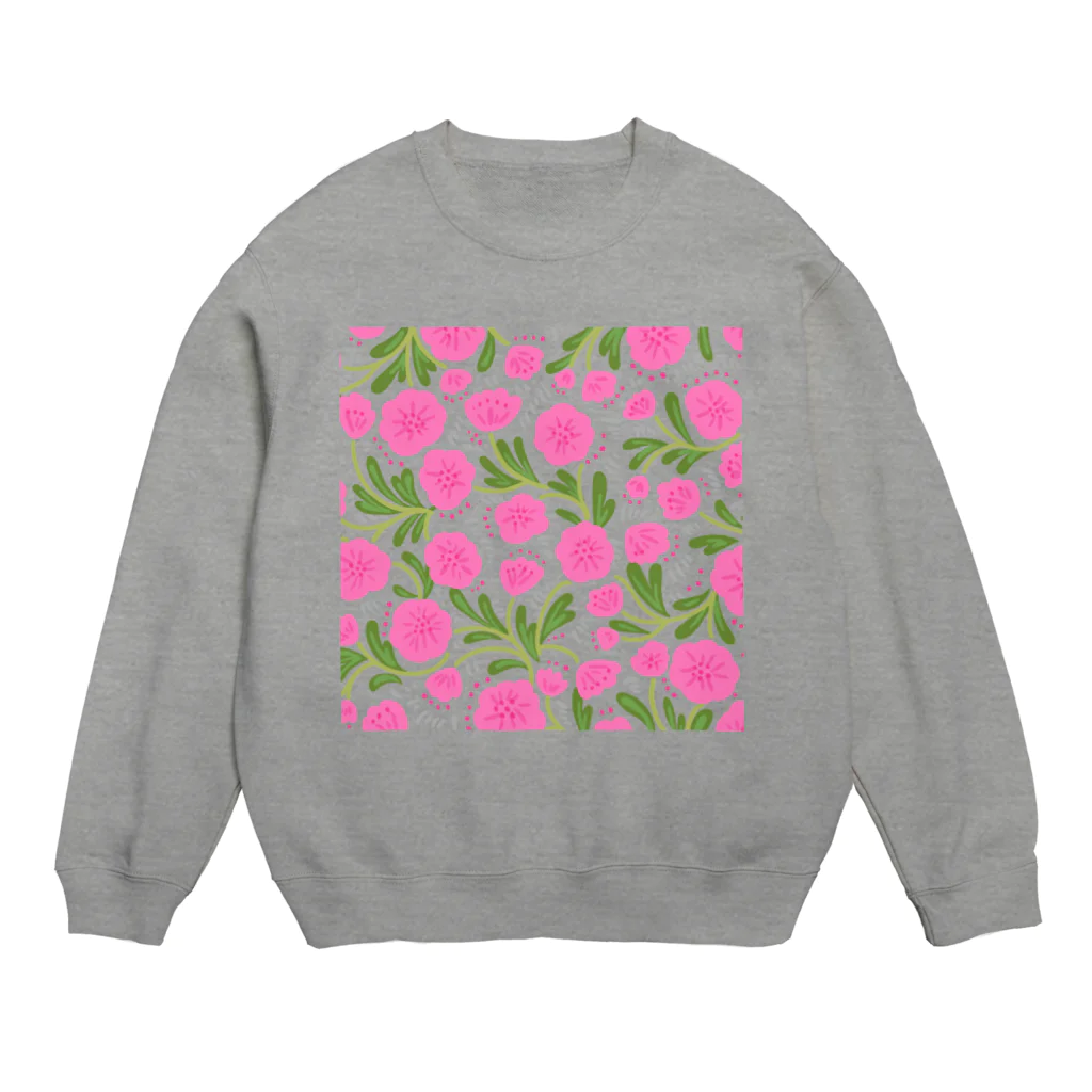 Katie（カチエ）の手描きの花柄（ピンク） Crew Neck Sweatshirt