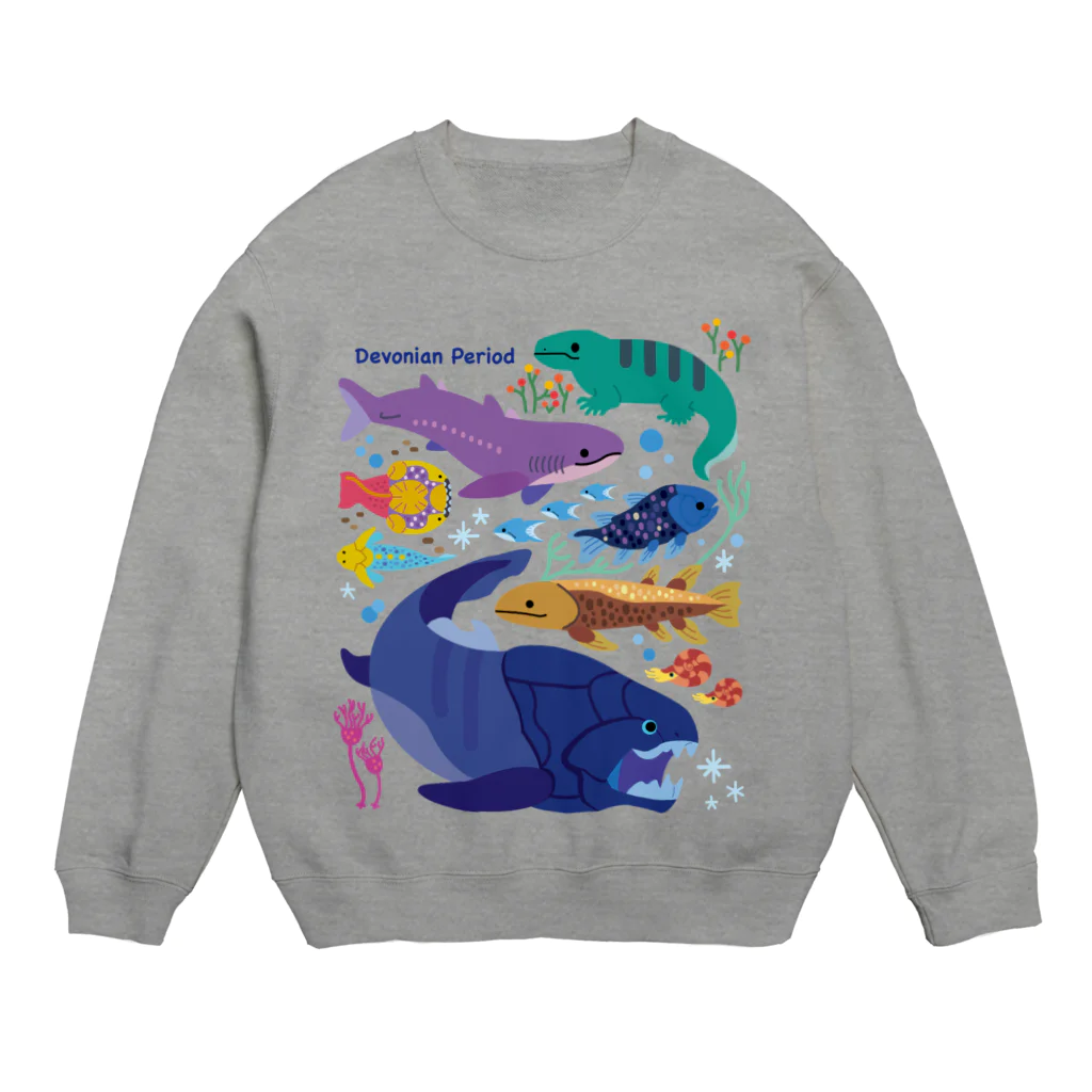 みなとまち層のデボン紀の生き物たち Crew Neck Sweatshirt