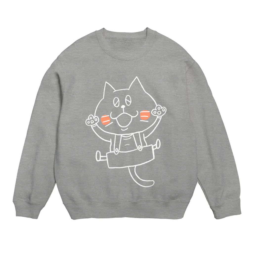 猫沢商店の猫のボン太グッズ（白線） Crew Neck Sweatshirt