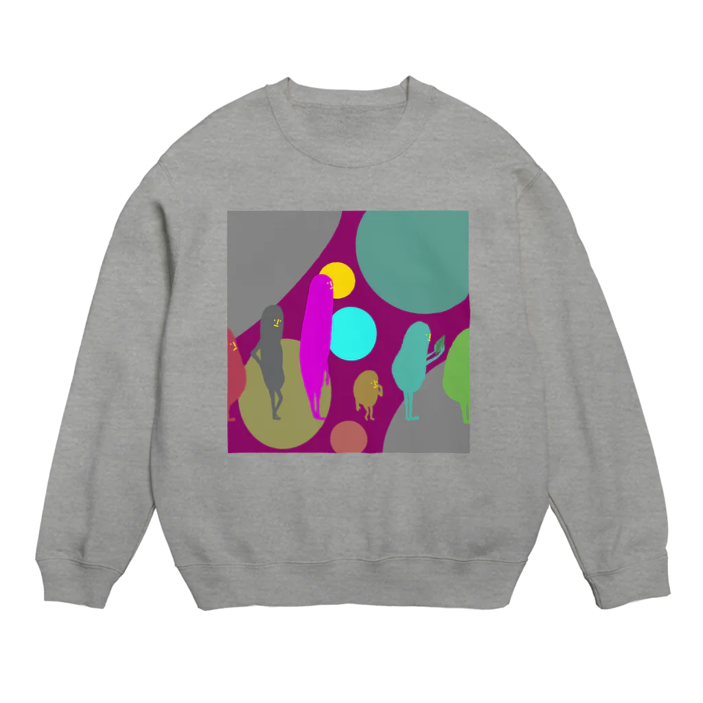 もじゃの店の行列もじゃ Crew Neck Sweatshirt