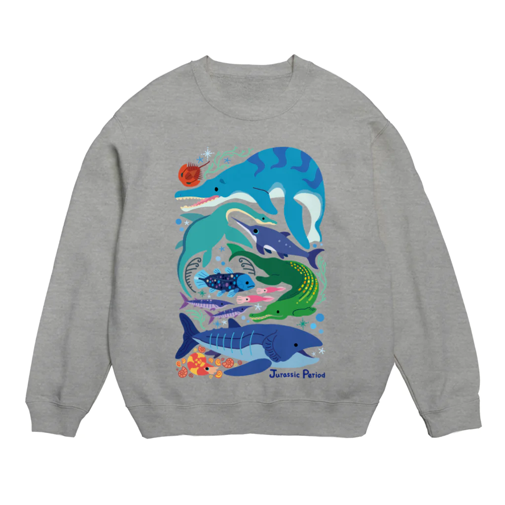 みなとまち層のジュラ紀の海のいきもの Crew Neck Sweatshirt