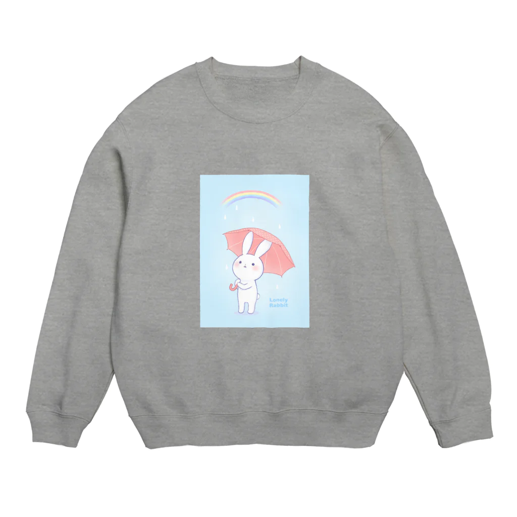 おがわゆきこの寂しがりうさぎ（雨のち晴れ） Crew Neck Sweatshirt