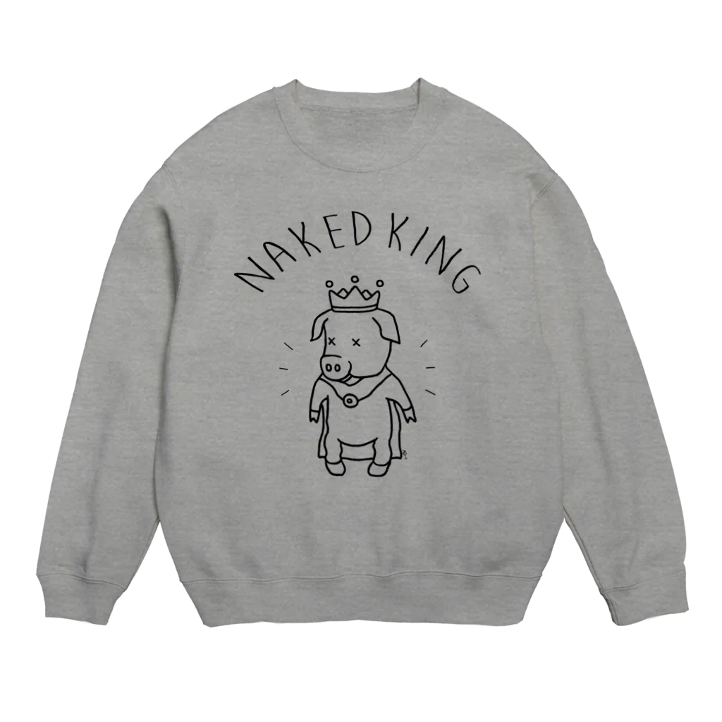 Aliviostaのはだかの王様 ブタ 動物イラストアーチロゴ Crew Neck Sweatshirt