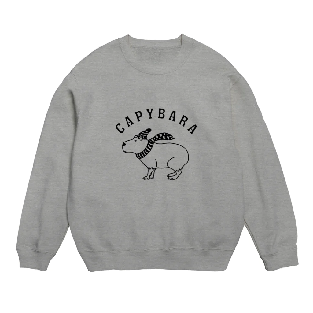 Aliviostaのカピバラ 動物イラスト アーチロゴ Crew Neck Sweatshirt