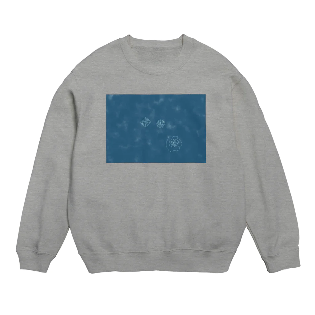 つむぎの青の花 Crew Neck Sweatshirt