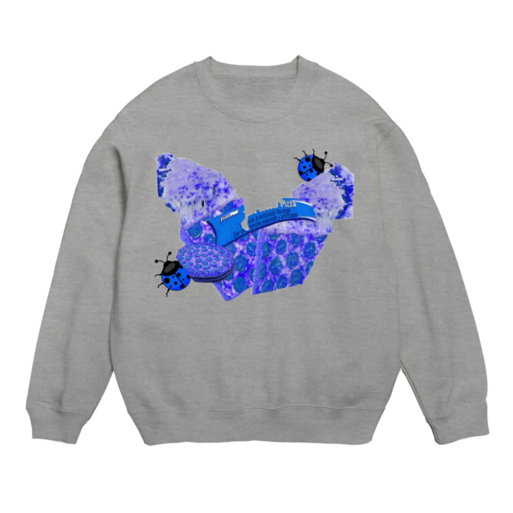 malienの青いてんとう虫ピザ Crew Neck Sweatshirt