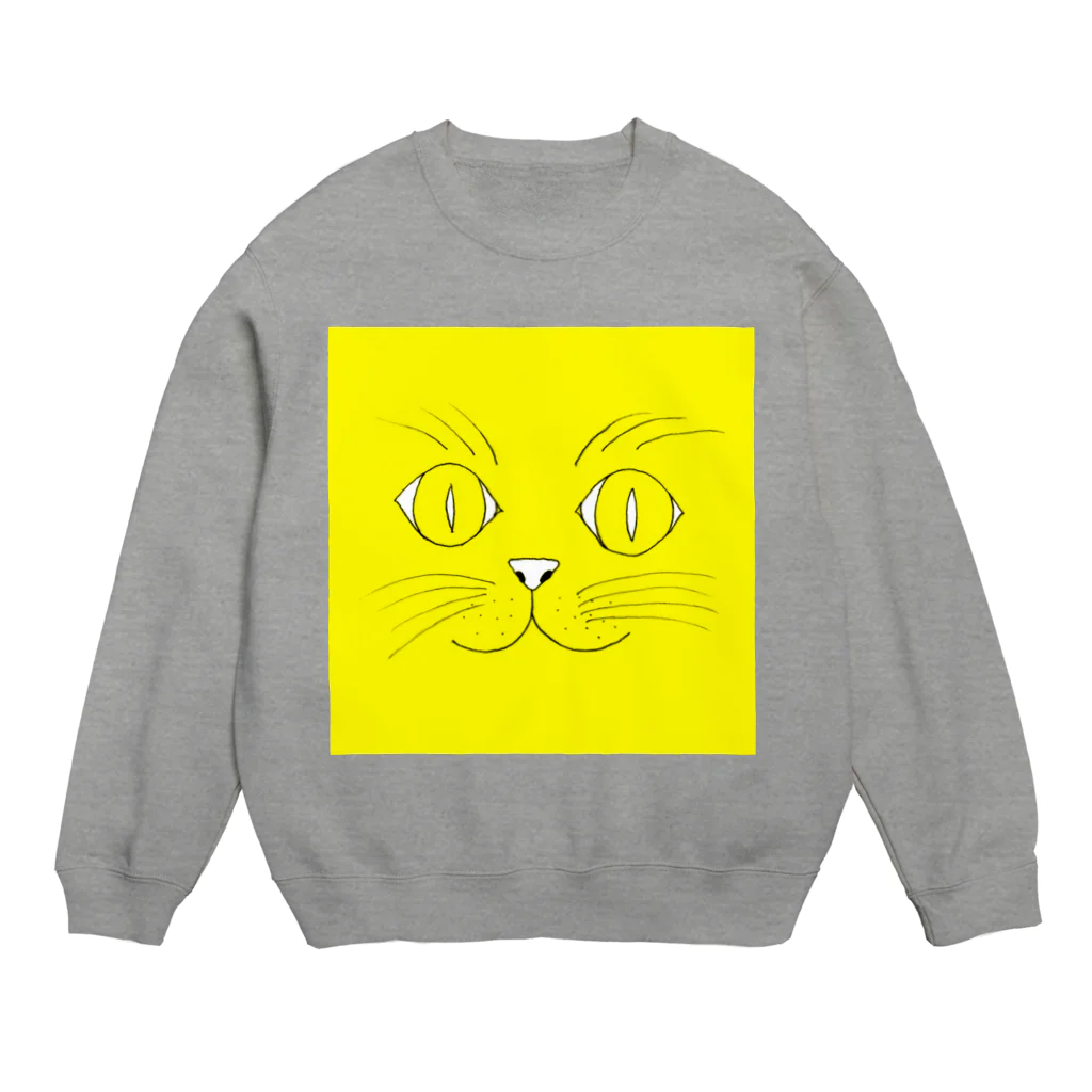 deco-ponの黄色い猫 Crew Neck Sweatshirt