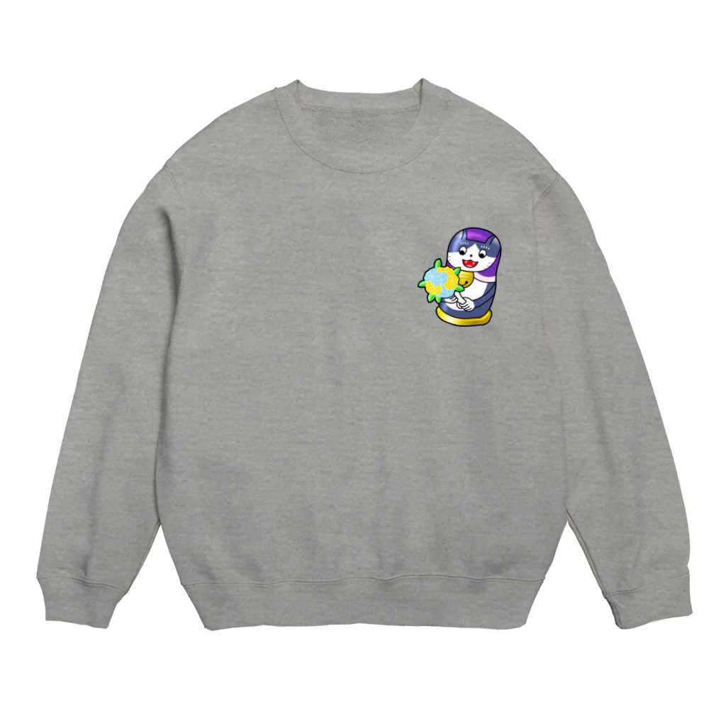 服部ともあきのネコリョーシカ Crew Neck Sweatshirt