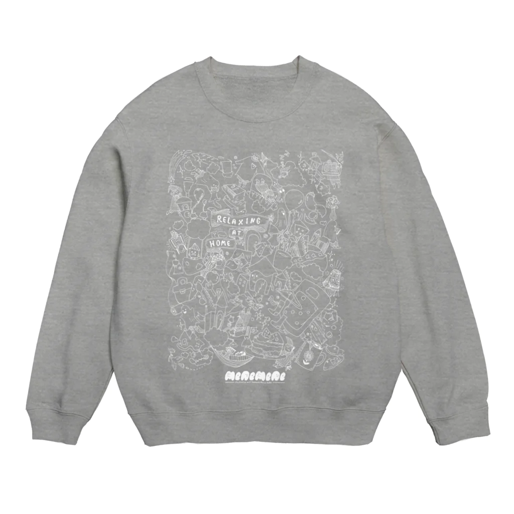 menemeneのRELAXING AT HOME -white line- Crew Neck Sweatshirt