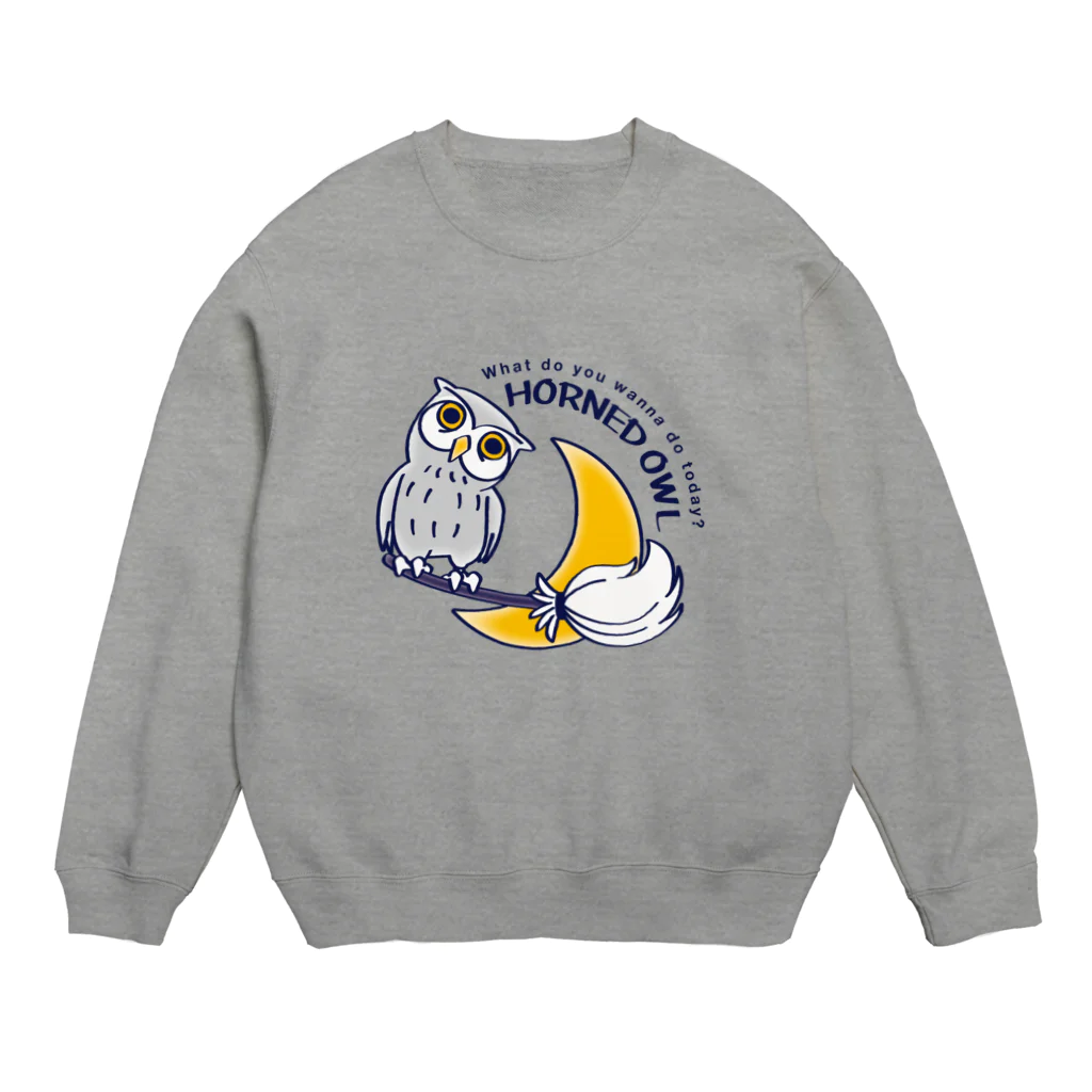 イラスト MONYAAT のCT71 夜の誘惑 HORNED OWL_A Crew Neck Sweatshirt