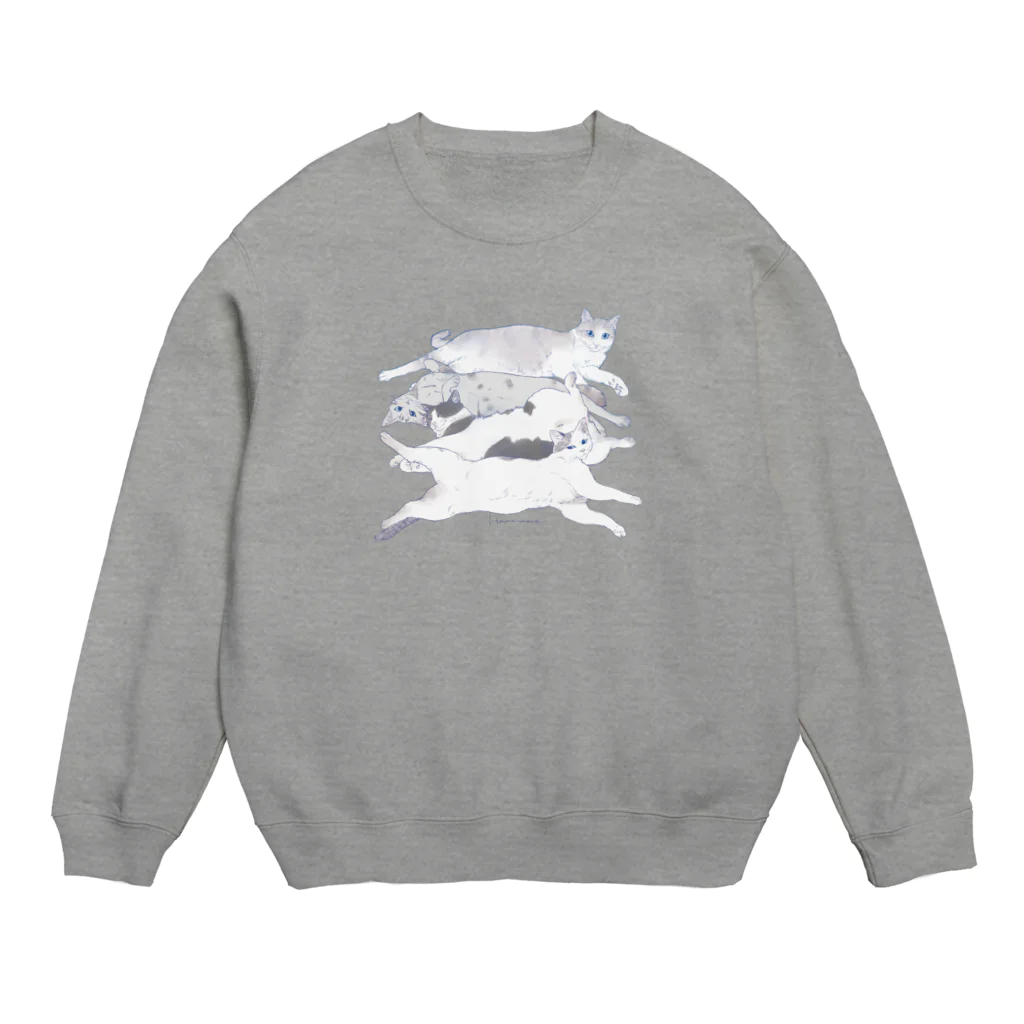 はるさめ商店の長い猫クワッド Crew Neck Sweatshirt