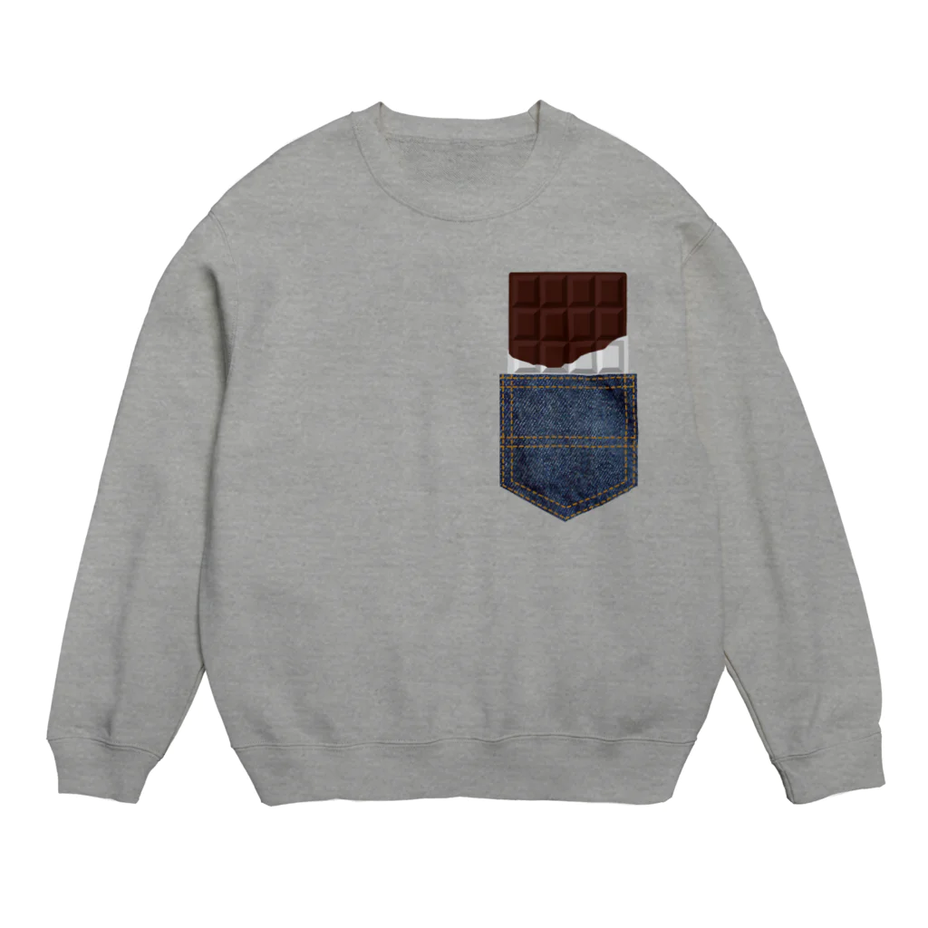 キッズモード某のチョコレートインデニムポケット Crew Neck Sweatshirt