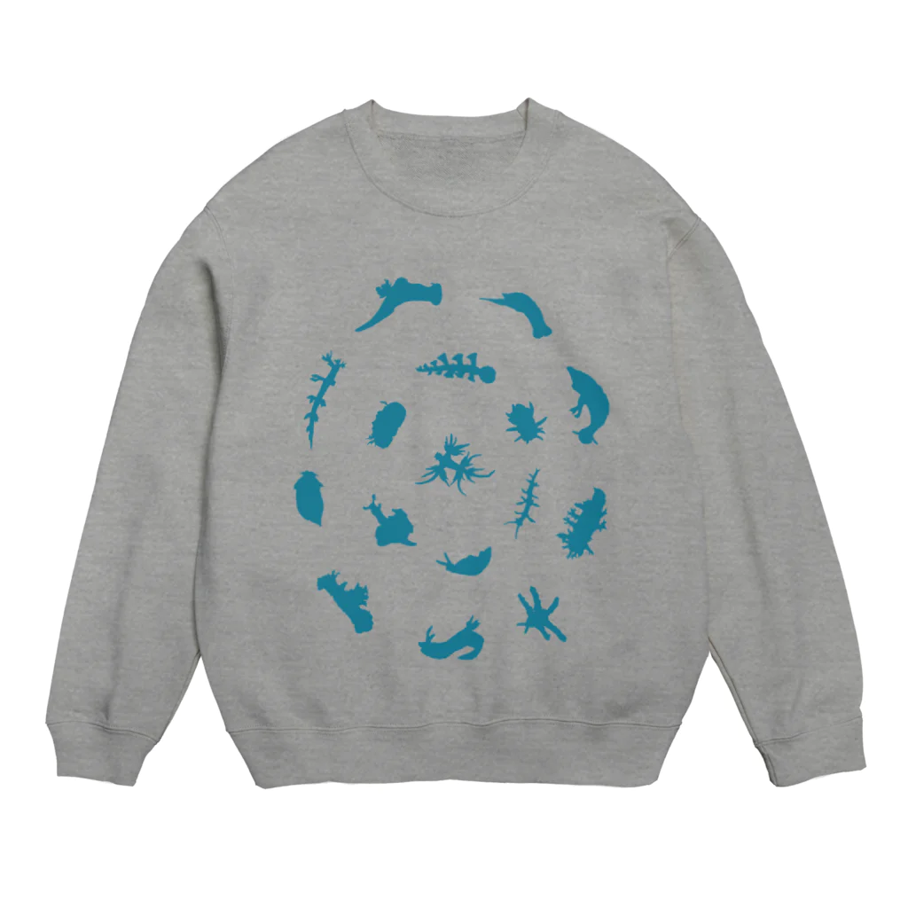 ｳﾐｳｼｬ-のウミウシルエット（アクア） Crew Neck Sweatshirt