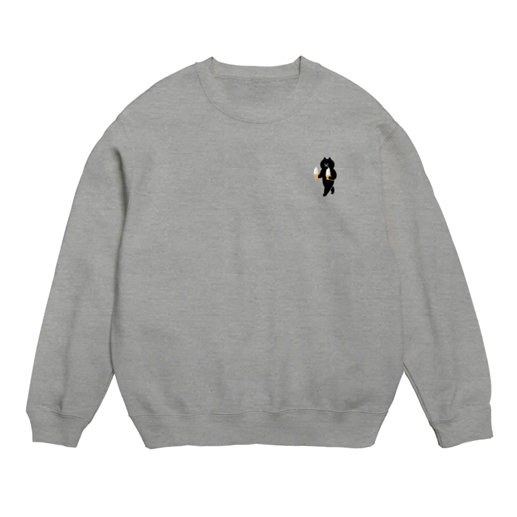 SUIMINグッズのお店の【小】ソフトクリームを急ぎめに運ぶねこ Crew Neck Sweatshirt