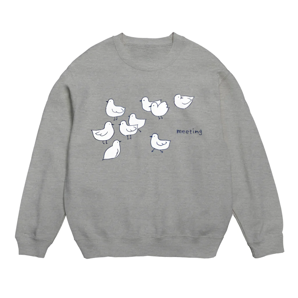 ぬんぬんの部屋の白い鳥ミーティング Crew Neck Sweatshirt