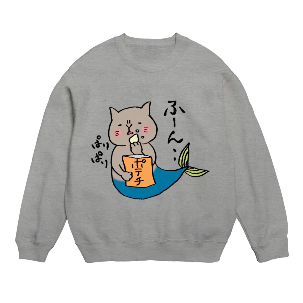 唐草ヒョウのまぐろぺす ふーん Crew Neck Sweatshirt