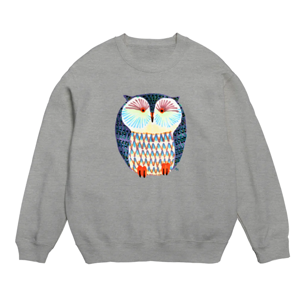 segasworksのgrayish green owl(colorful owl no.5) Crew Neck Sweatshirt