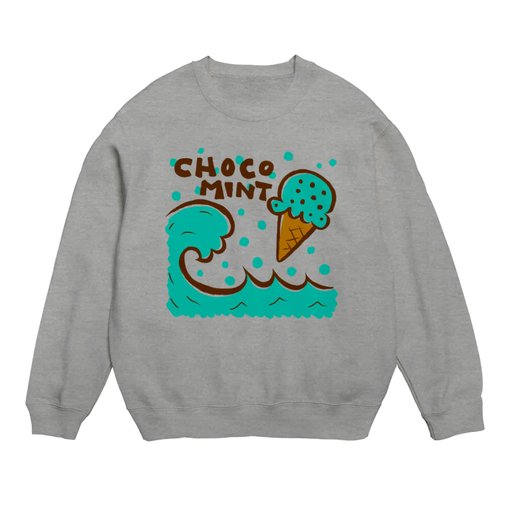 sandy-mのチョコミントアイス＆ビッグウェーブ Crew Neck Sweatshirt