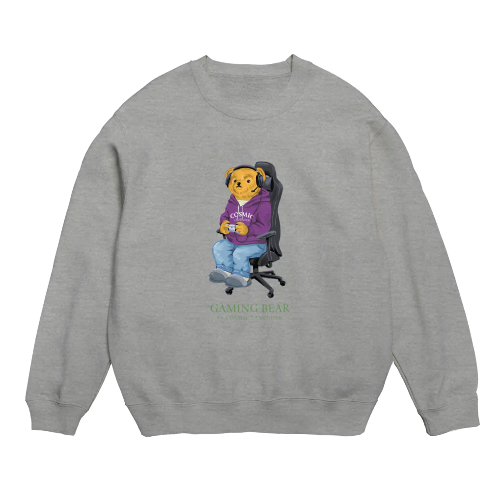 9s9のGaming Bear　ゲーミングくまちゃん Crew Neck Sweatshirt