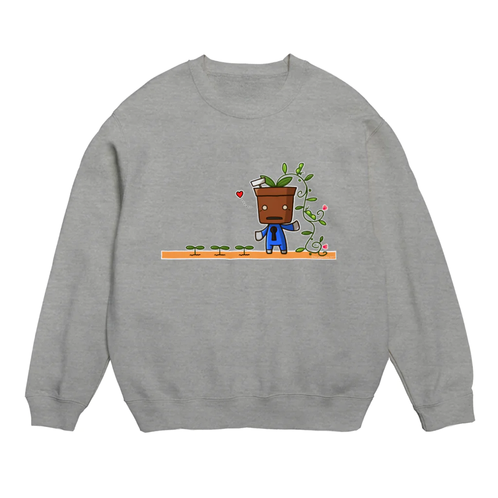 【喝っ！パどきあ。】SUZURI店舗の植木デコはちろー Crew Neck Sweatshirt