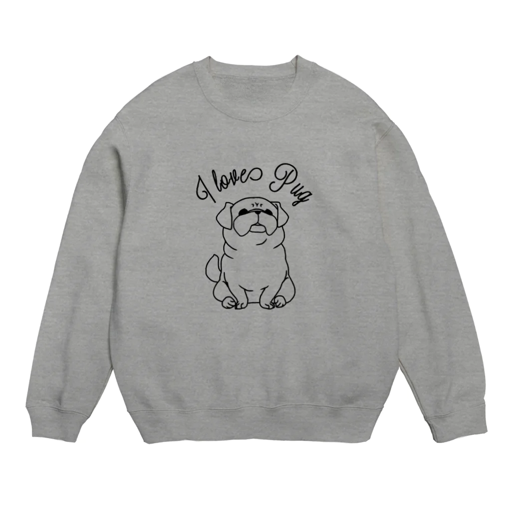 one-naacoのI LOVE パグ Crew Neck Sweatshirt