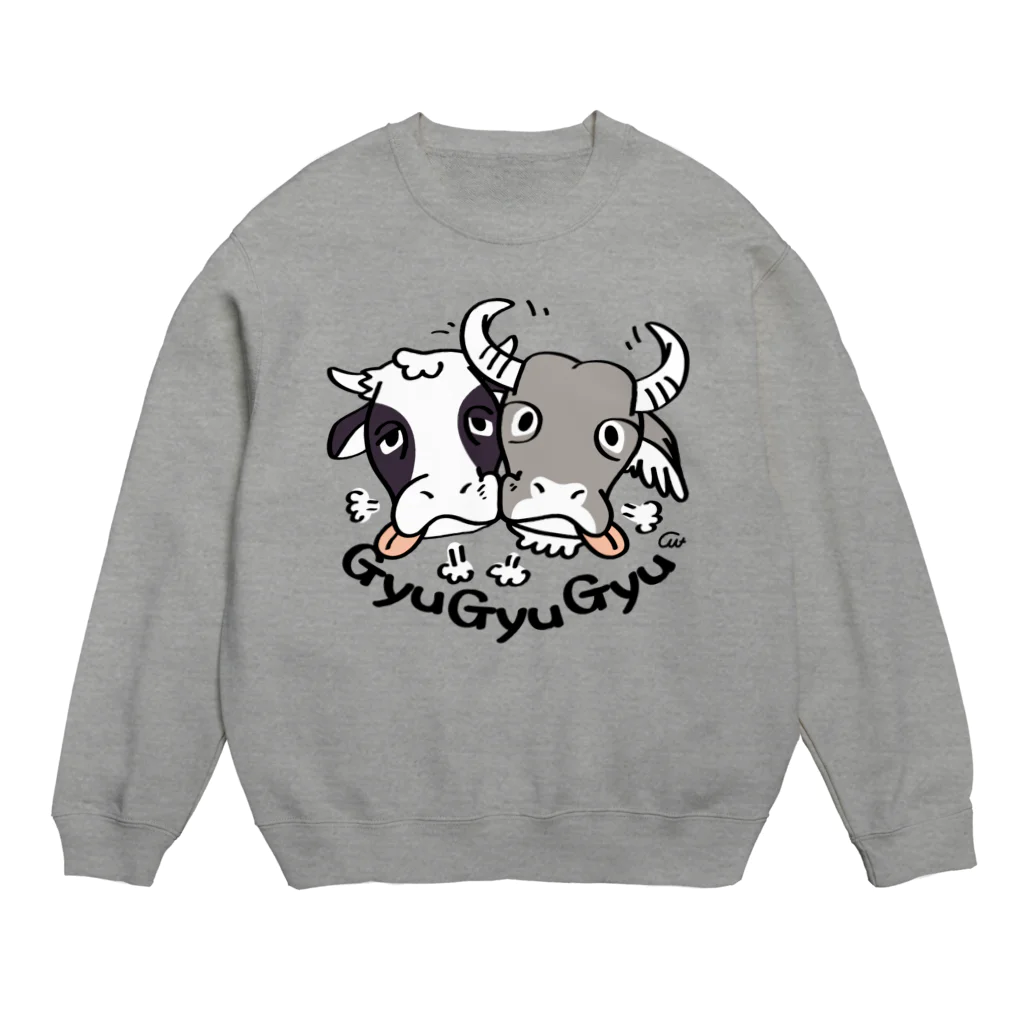 イラスト MONYAAT の牛のギュウギュウB Crew Neck Sweatshirt