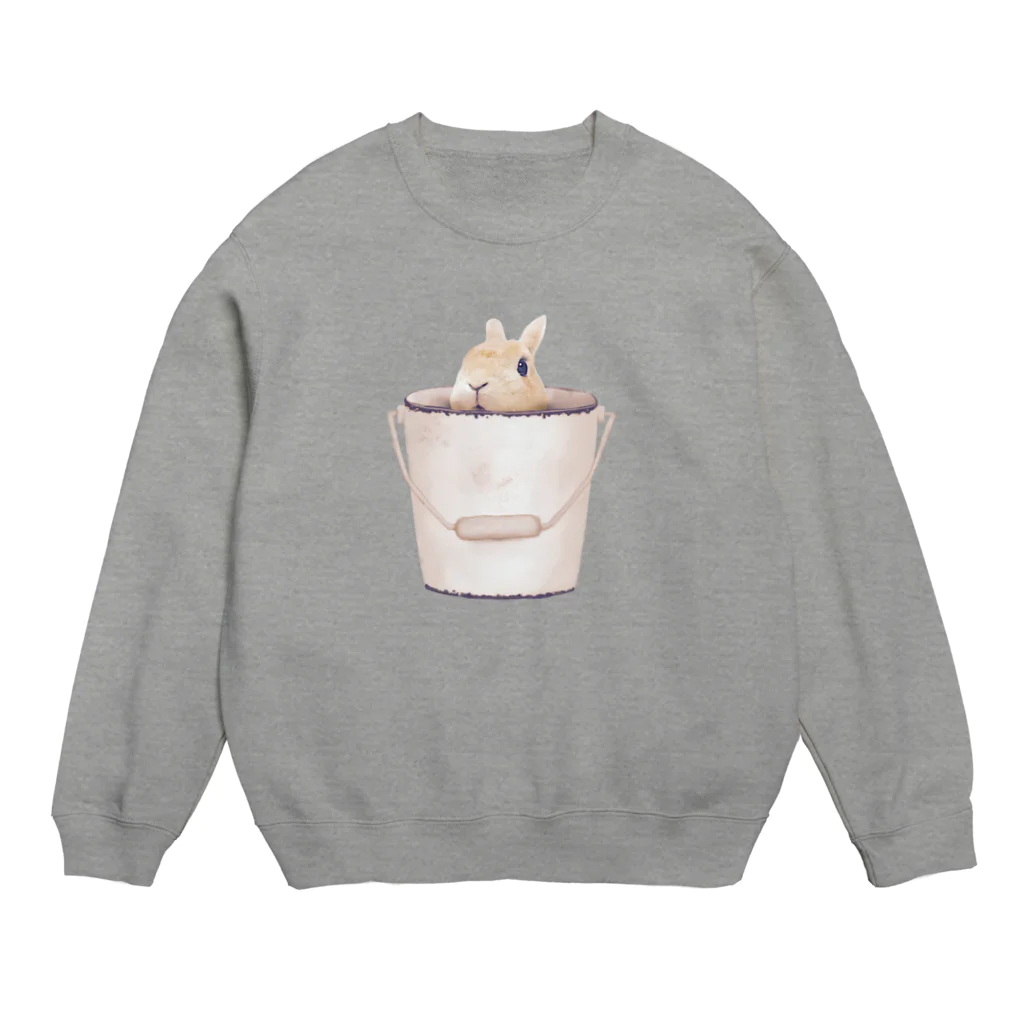 ねむい こぼしのバケツとうさぎ Crew Neck Sweatshirt